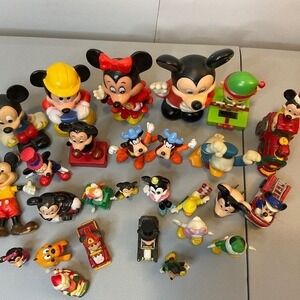 Vintage Disney Mickey Mouse Minnie Donald Duck Toy Lot Figures Wind Ups 25pc